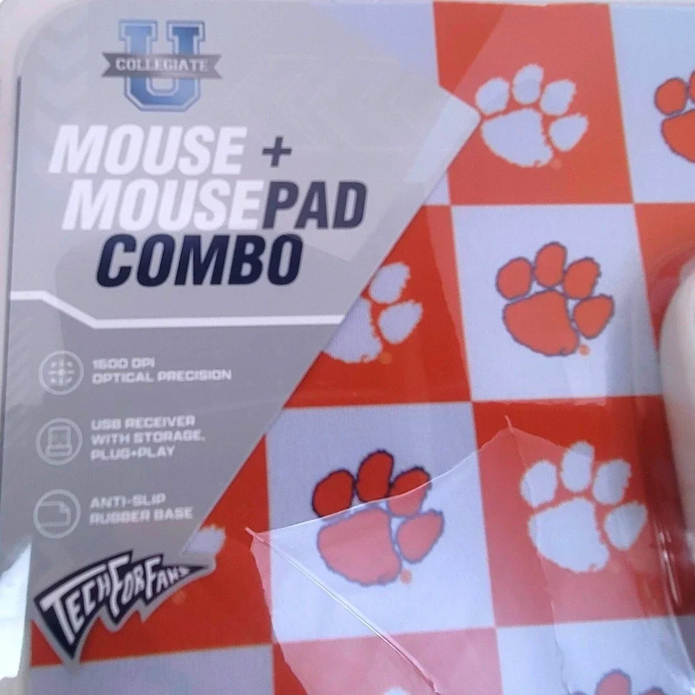Clemson Tigers Wireless‎ Mouse and Mousepad Combo SOAR NCAA 1600 New